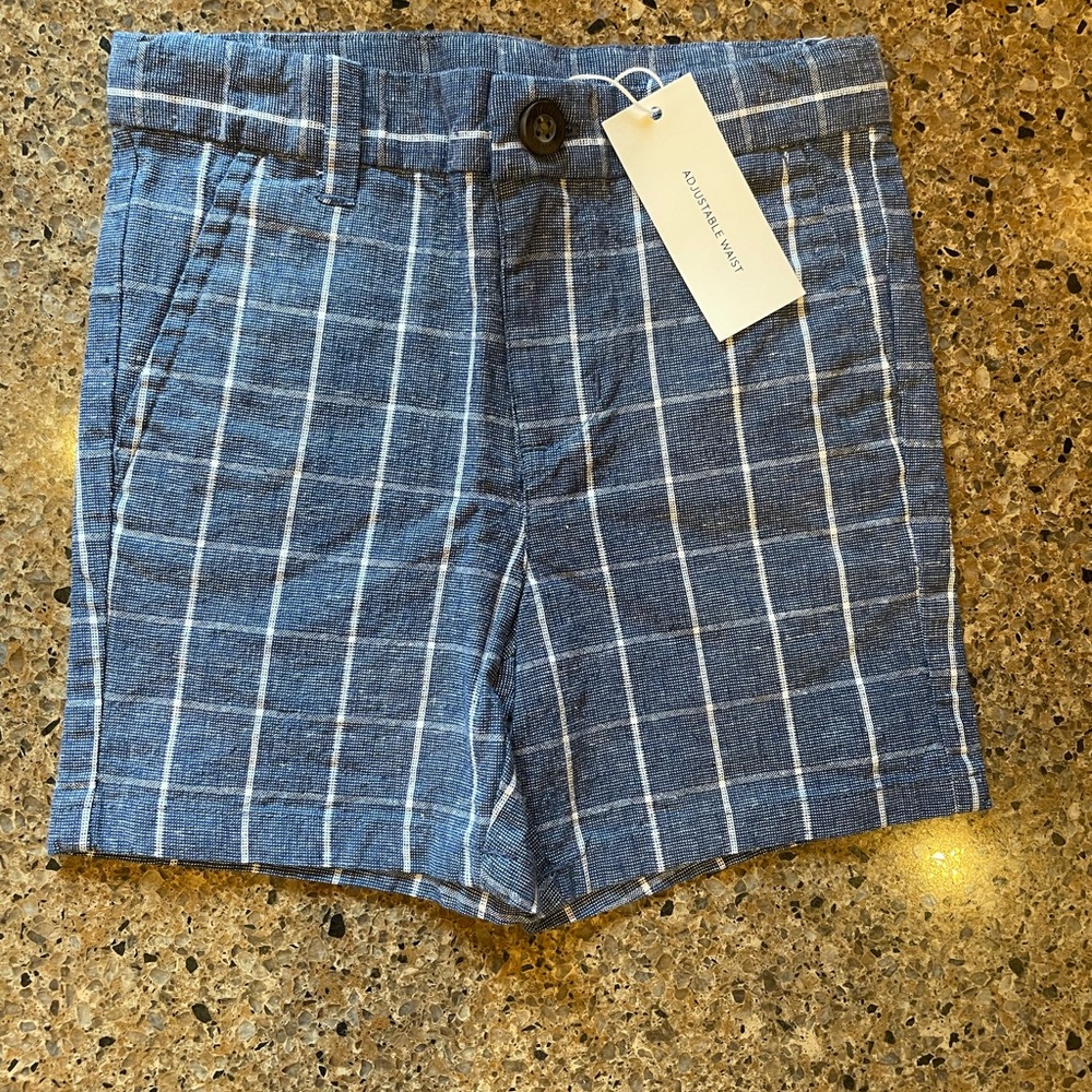 Janie and Jack Blue Plaid Kids Shorts